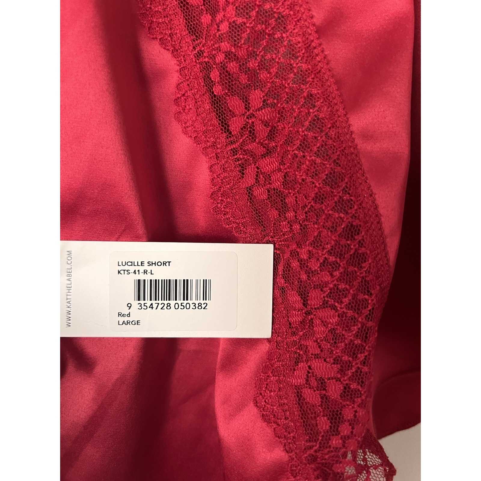 Kat The Label Lucille Shorts In Red Size Large L Satin Sexy Nwt Comfort Lounge — image 6 of 8